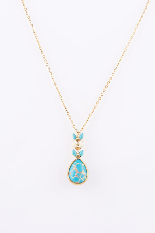 Azulena Blue Stone Pendant Gold Necklace
