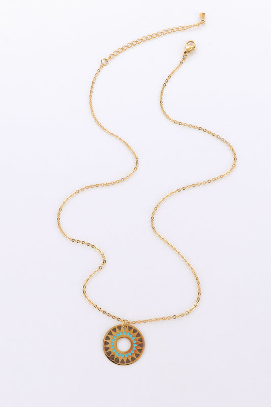 Kiyana Gold Circle Medallion Pendant Necklace