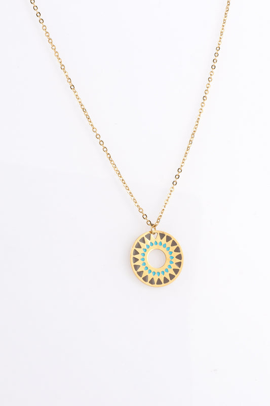 Kiyana Gold Circle Medallion Pendant Necklace