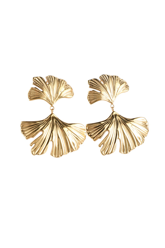 Althea Leaf Gold Drop Earrings