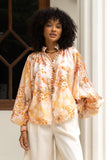 Fiorenza Orange Floral Button Balloon Sleeve Blouse Fiorenza Orange Floral Button Balloon Sleeve Blouse