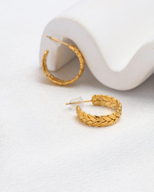 Maya Gold Weaved Half Hoop Earrings