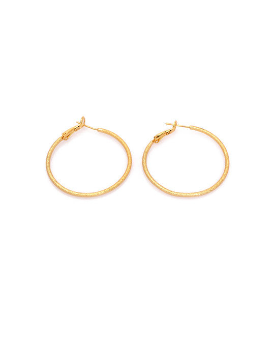 Lucia Gold Textured Hoop Earrings