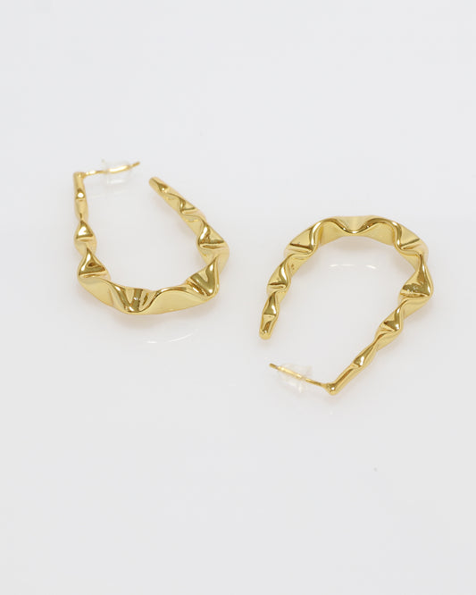 Lyra Gold Irregular Texturised Enveloping Earrings