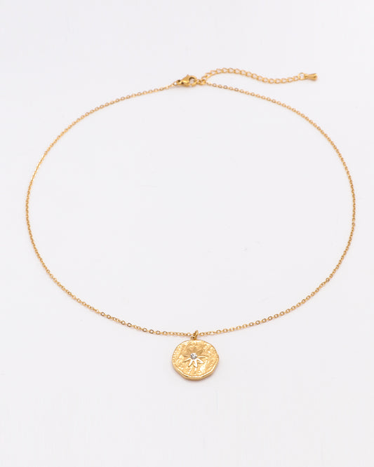 Celestia Gold Star Coin Zirconia Necklace