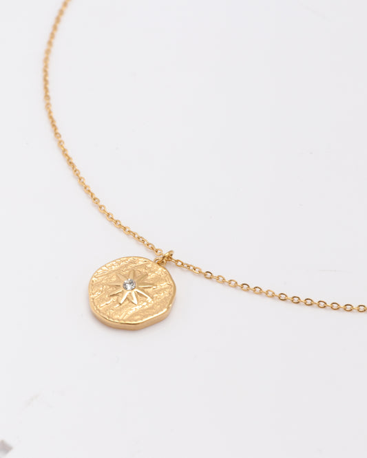 Celestia Gold Star Coin Zirconia Necklace