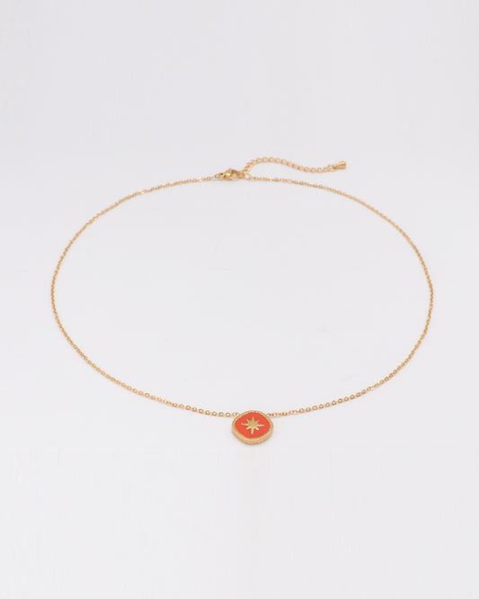 Vermilion Red Gold Star Necklace