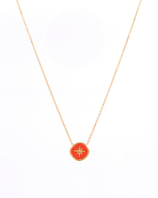 Vermilion Red Gold Star Necklace