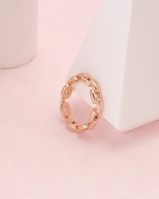 Rosalie Rose Gold Chain Ring