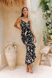 Niko Black Abstract Asymmetric Maxi Dress Niko Black Abstract Asymmetric Maxi Dress