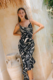 Niko Black Abstract Asymmetric Maxi Dress Niko Black Abstract Asymmetric Maxi Dress