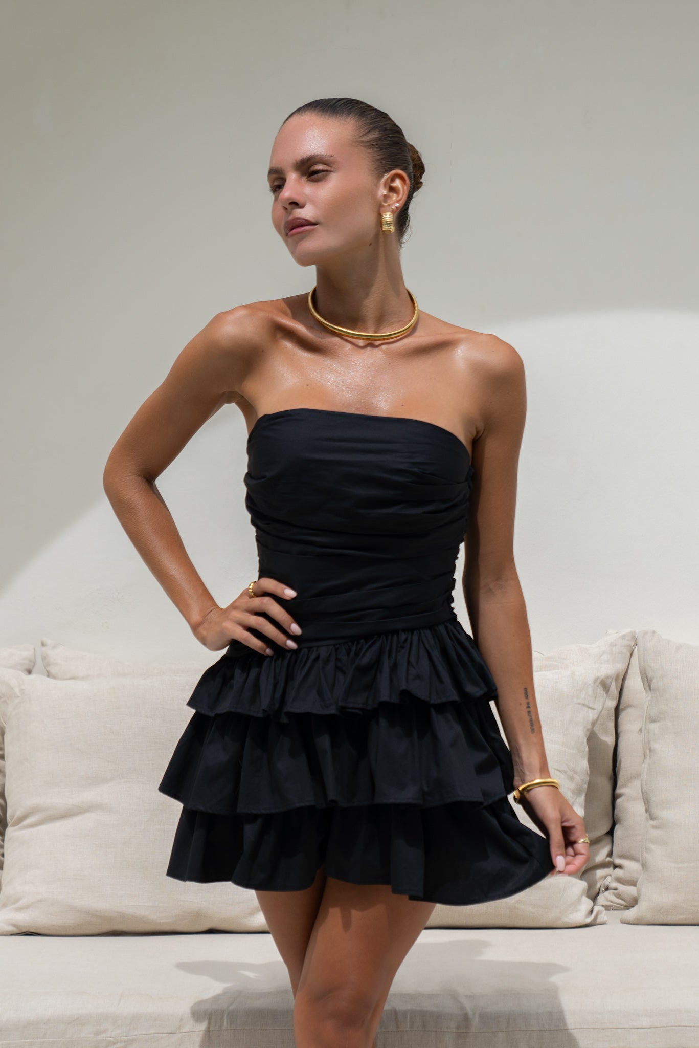 Cadence Black Ruffle Mini Dress Cadence Black Ruffle Mini Dress