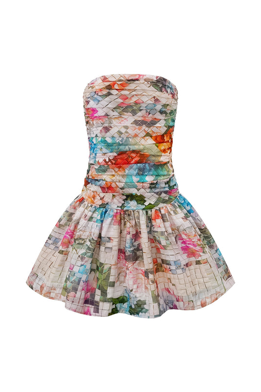 Mosaic Multi Floral Mini Dress