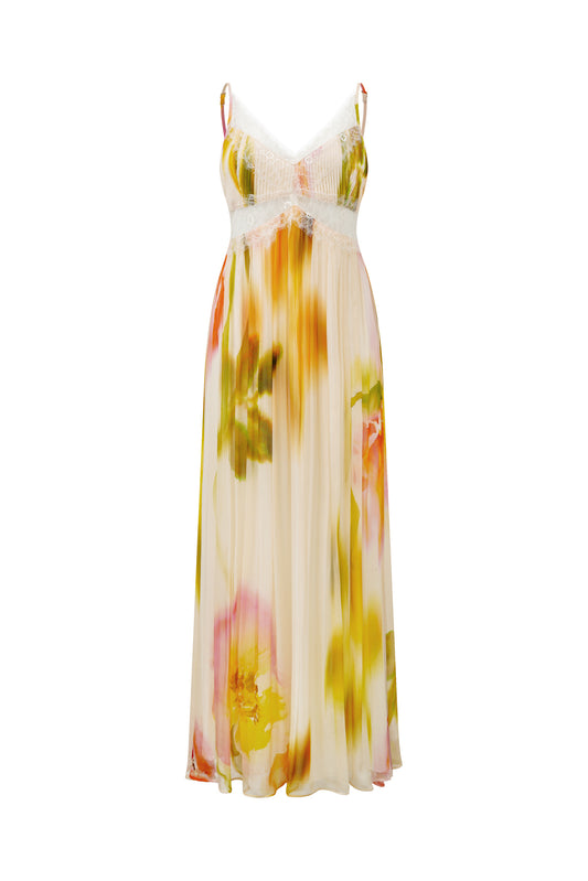 Golden Multi Floral Maxi Dress