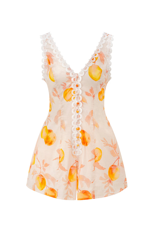 Peach Orchards Orange Playsuit