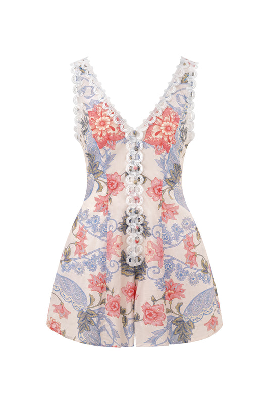 Porcelain Petals Multi Floral Playsuit