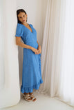 Vera Blue White Floral Wrap Midi Dress Vera Blue White Floral Wrap Midi Dress