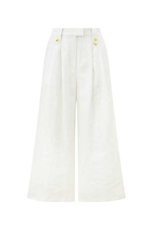 Cael White Linen Pants