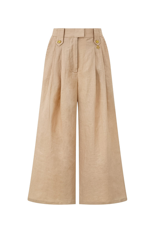 Cael Beige Linen Pants