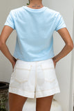 Elly Blue Mini Flower Cropped T-Shirt Elly Blue Mini Flower Cropped T-Shirt