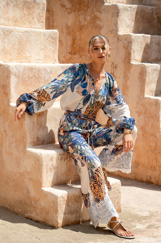 Wild Blue Tropical Pants