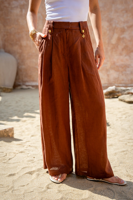 Cael Brown Linen Pants