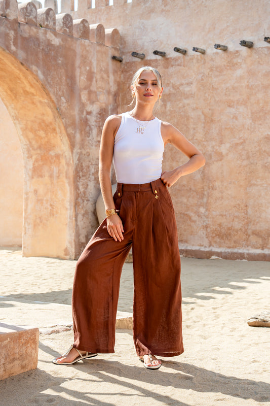 Cael Brown Linen Pants