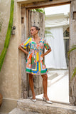 Allegra Multicolour Patchwork V-Neck Mini Dress Allegra Multicolour Patchwork V-Neck Mini Dress
