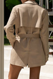 close up back view of short trench coat close up back view of short trench coat