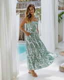 Viridiana Green Floral Tiered Midi Dress Viridiana Green Floral Tiered Midi Dress
