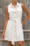Clea White Button Down Belted Mini Dress Clea White Button Down Belted Mini Dress