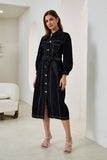 Cleo Black Button Down Belted Midi Dress Cleo Black Button Down Belted Midi Dress