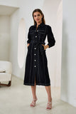 Cleo Black Button Down Belted Midi Dress Cleo Black Button Down Belted Midi Dress