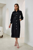 Cleo Black Button Down Belted Midi Dress Cleo Black Button Down Belted Midi Dress