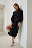 Cleo Black Button Down Belted Midi Dress Cleo Black Button Down Belted Midi Dress