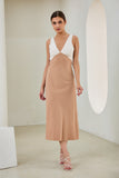 Aeisha Beige Cupro Bias Midi Dress Aeisha Beige Cupro Bias Midi Dress