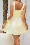 Etta Yellow Sweetheart Belted Mini Dress Etta Yellow Sweetheart Belted Mini Dress