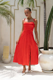 Livy Red Satin Midi Dress Livy Red Satin Midi Dress