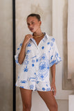 Le Soleil Blue Abstract Shirt Le Soleil Blue Abstract Shirt