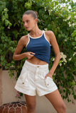 Denia White Denim Cargo Shorts Denia White Denim Cargo Shorts