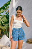 Denia Blue Denim Cargo Shorts Denia Blue Denim Cargo Shorts
