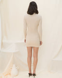 Cece Beige Long Sleeve Collared Knit Mini Dress Cece Beige Long Sleeve Collared Knit Mini Dress
