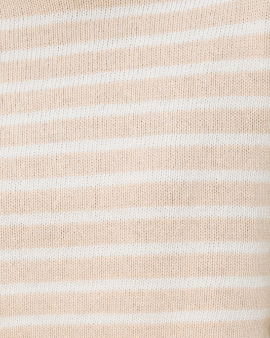 Coby Beige White Stripe Cropped Knit Jumper