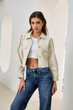 Aston Beige Cropped Faux Leather Jacket Aston Beige Cropped Faux Leather Jacket