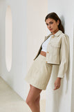 Aston Beige Cropped Faux Leather Jacket Aston Beige Cropped Faux Leather Jacket