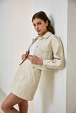 Aston Beige Cropped Faux Leather Jacket Aston Beige Cropped Faux Leather Jacket