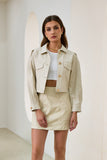 Aston Beige Cropped Faux Leather Jacket Aston Beige Cropped Faux Leather Jacket
