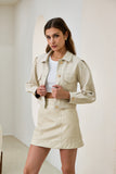 Aston Beige Cropped Faux Leather Jacket Aston Beige Cropped Faux Leather Jacket