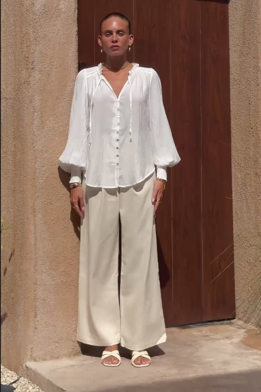 Freya White Balloon Sleeve Blouse Freya White Balloon Sleeve Blouse