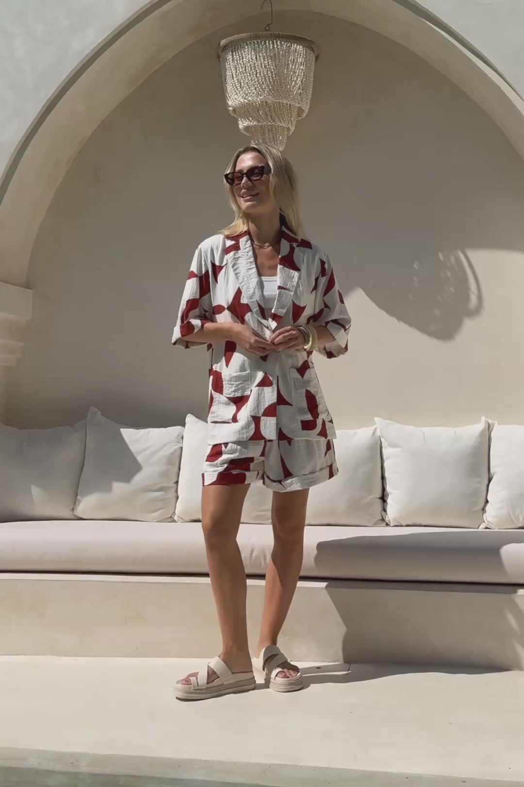 Suki Brown Geo Notch Collar Shirt Suki Brown Geo Notch Collar Shirt